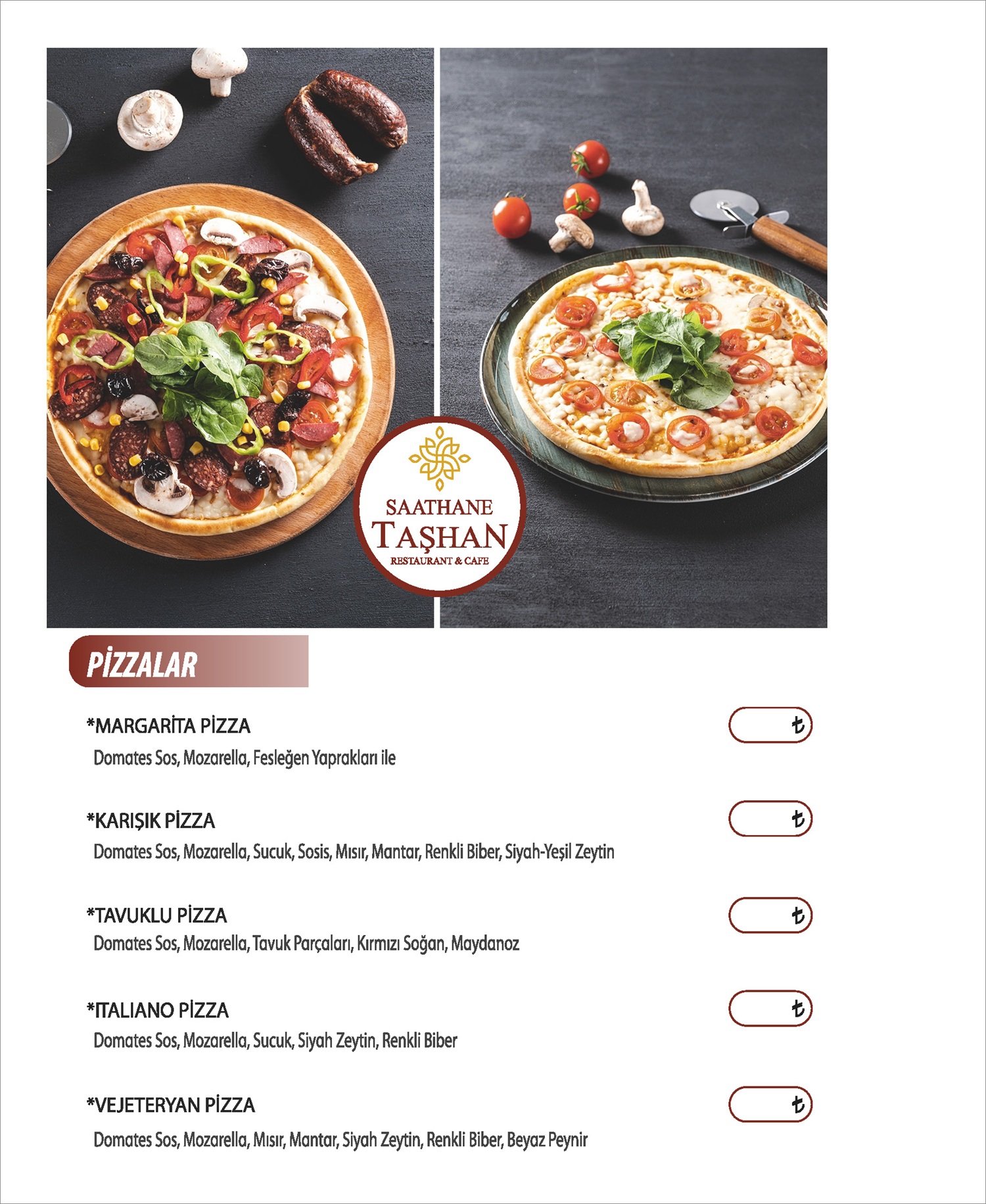 Taşhan Menu