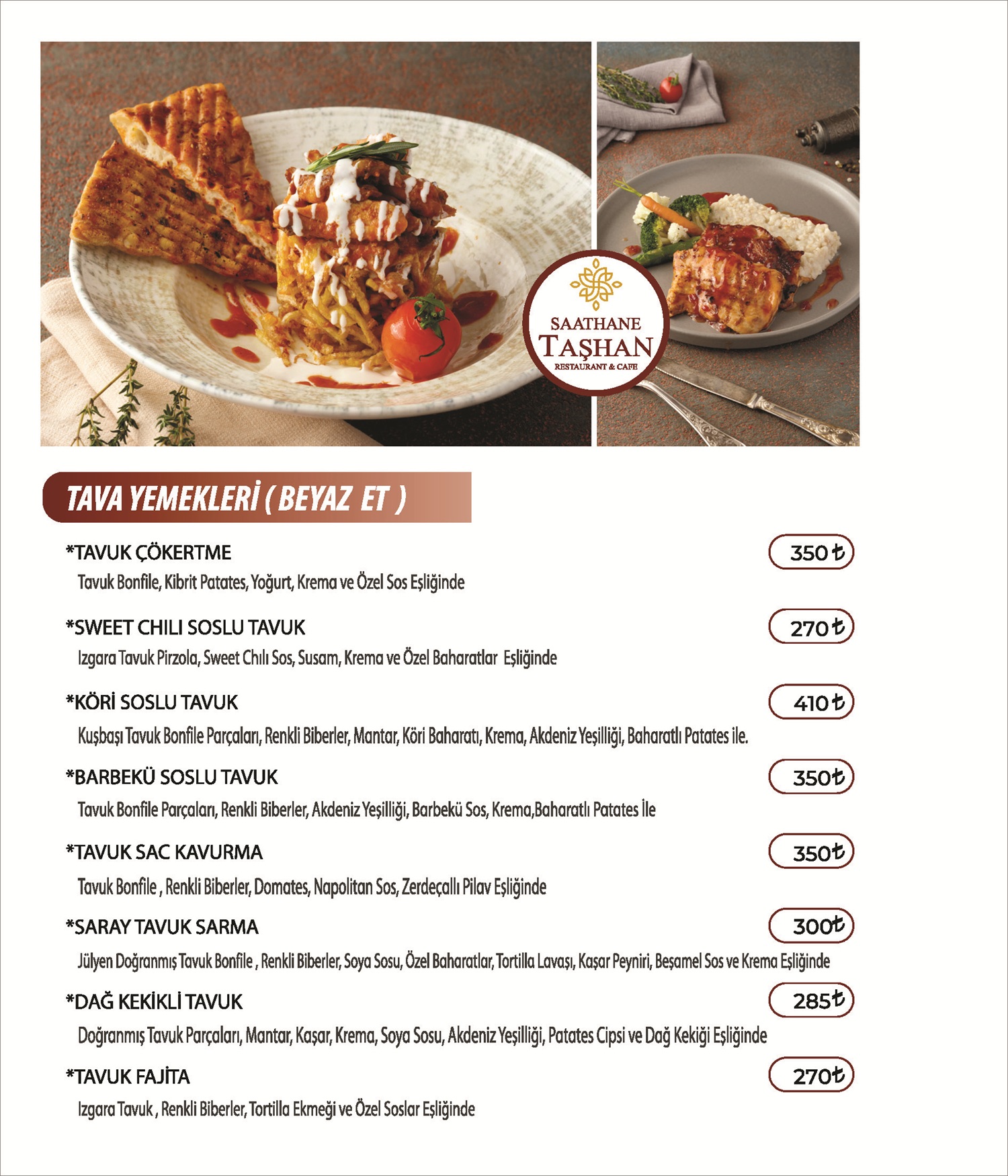 Taşhan Menu