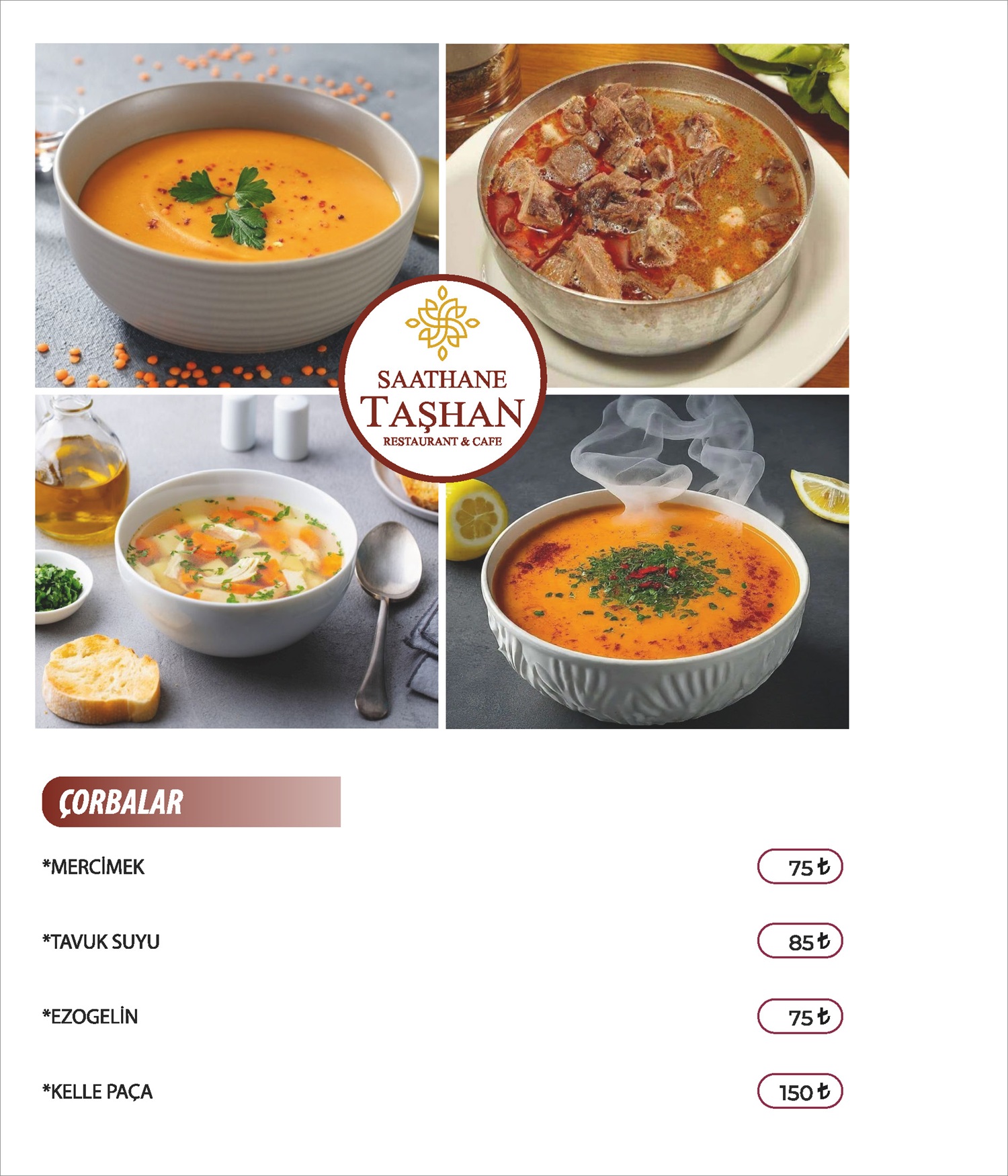 Taşhan Menu