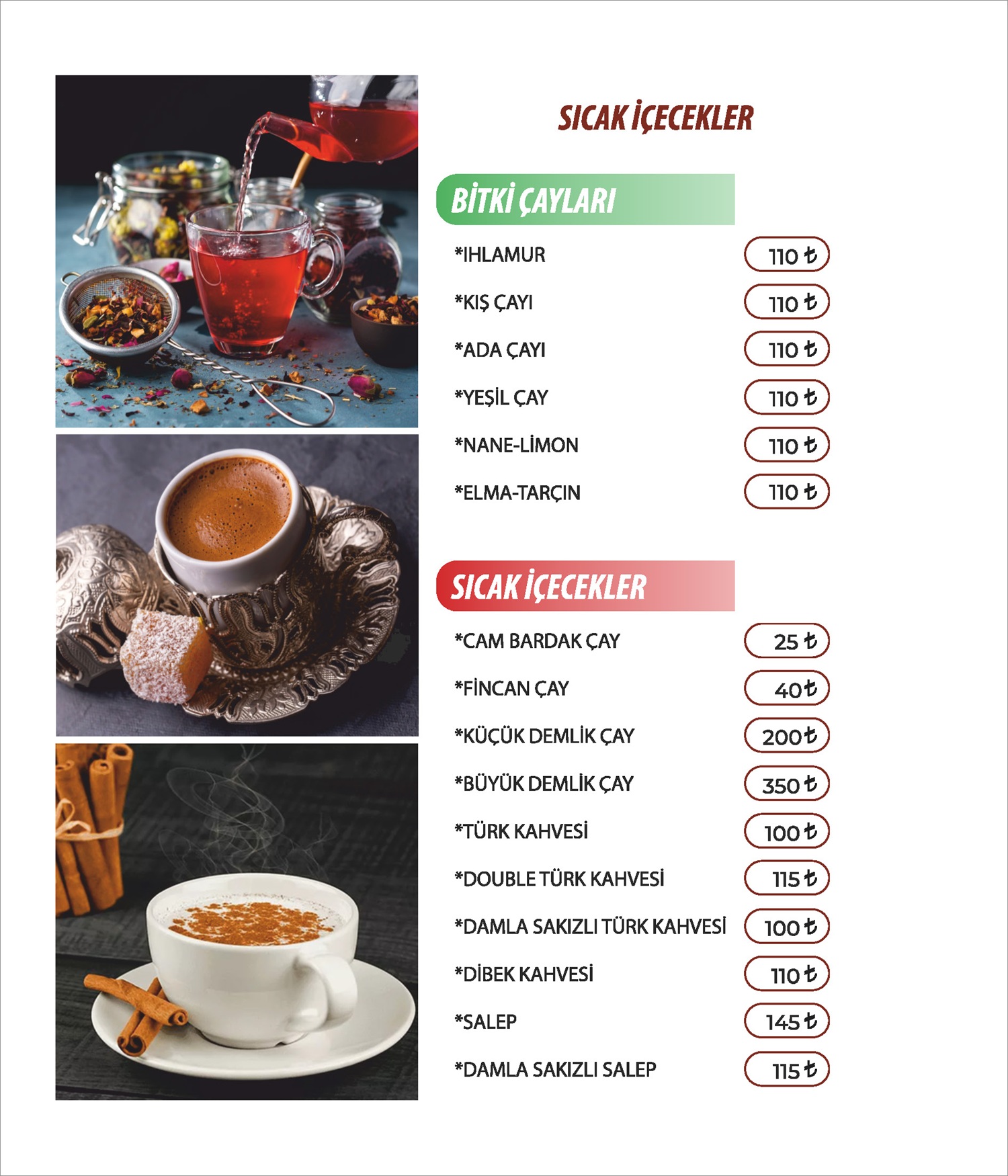 Taşhan Menu