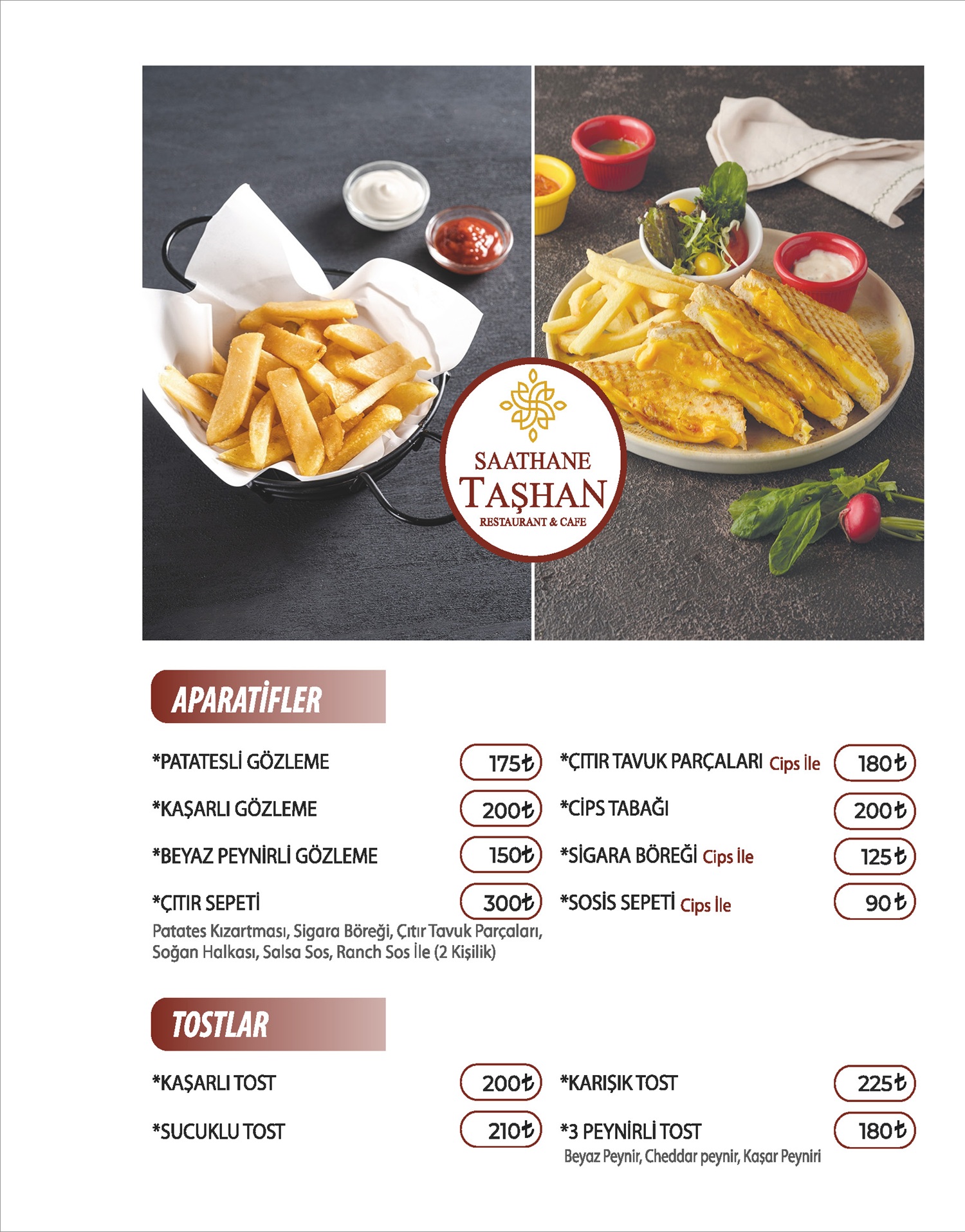 Taşhan Menu